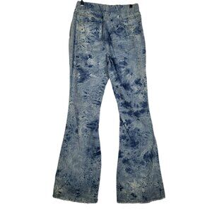 Est 1946 Denim Flare Leg Jeans Women's 4 Tie Dyed‎ Raw Hem Pull-On Boho Hippie